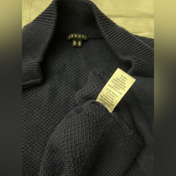 NWOT Theory Zip Up Sweater Werner Baltic Medium - Picture 3 of 5